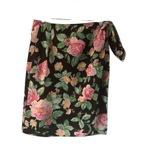Ralph Lauren Floral Cotton Wrap Skirt made in Hong Kong size 12 VTG Tropical